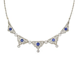 Edwardian Platinum/14kt Diamond + Natural Sapphire Necklace