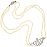 Edwardian 14kt/Platinum Seed Pearl + Diamond Centerpiece Necklace