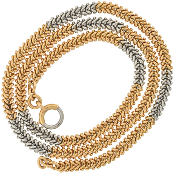 Edwardian French 18kt/Platinum Alternating Link Chain Necklace 21"