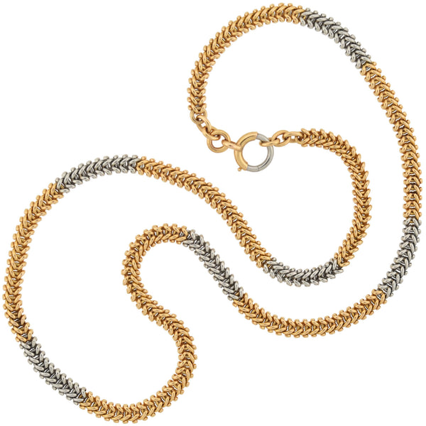 Edwardian French 18kt/Platinum Alternating Link Chain Necklace 21"