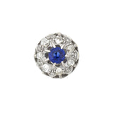 Edwardian 9kt/14kt Synthetic Sapphire + Diamond Stud Earrings