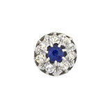 Edwardian 9kt/14kt Synthetic Sapphire + Diamond Stud Earrings