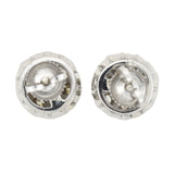 Edwardian 9kt/14kt Synthetic Sapphire + Diamond Stud Earrings