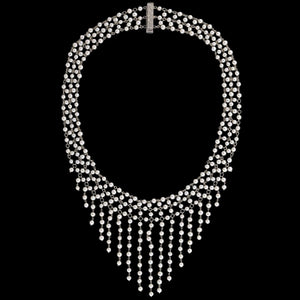 Edwardian Platinum, Diamond & Pearl Festoon Necklace