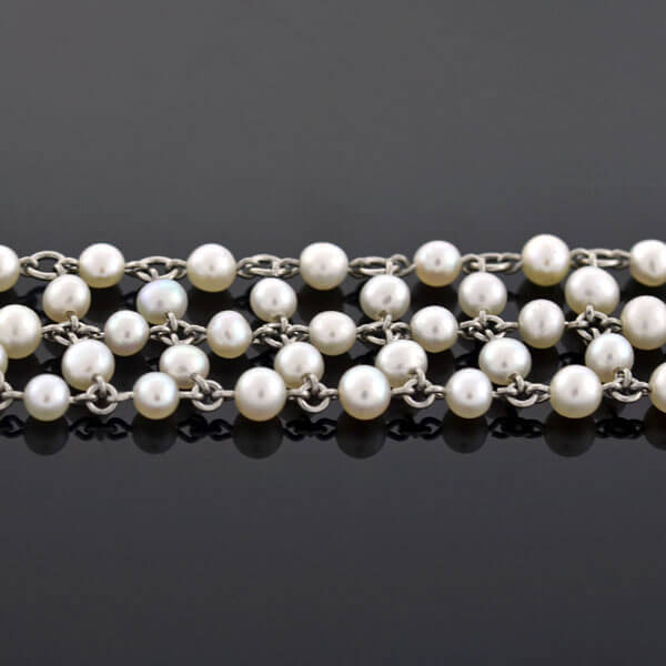 Edwardian Platinum, Diamond & Pearl Festoon Necklace