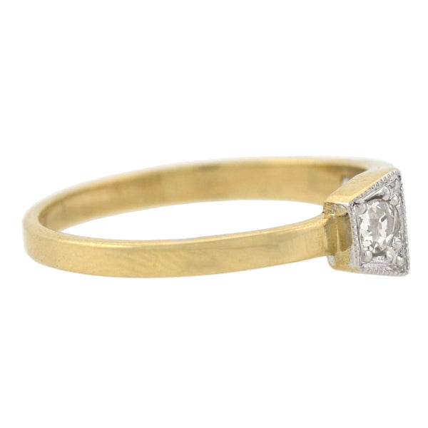 Edwardian Style 14kt Diamond Square Head Nail Ring