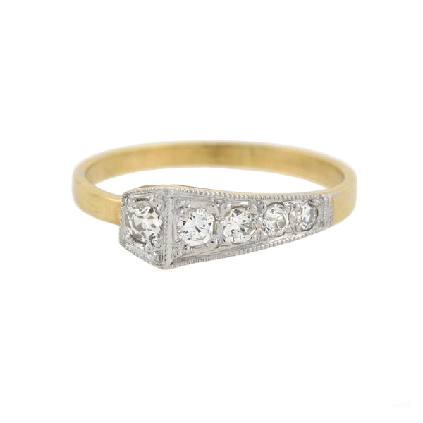 Edwardian Style 14kt Diamond Square Head Nail Ring