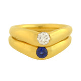 TIFFANY & CO. ELSA PERETTI Estate 18kt Diamond + Sapphire Curved Ring Set