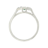 Edwardian Platinum Diamond + Emerald Ring