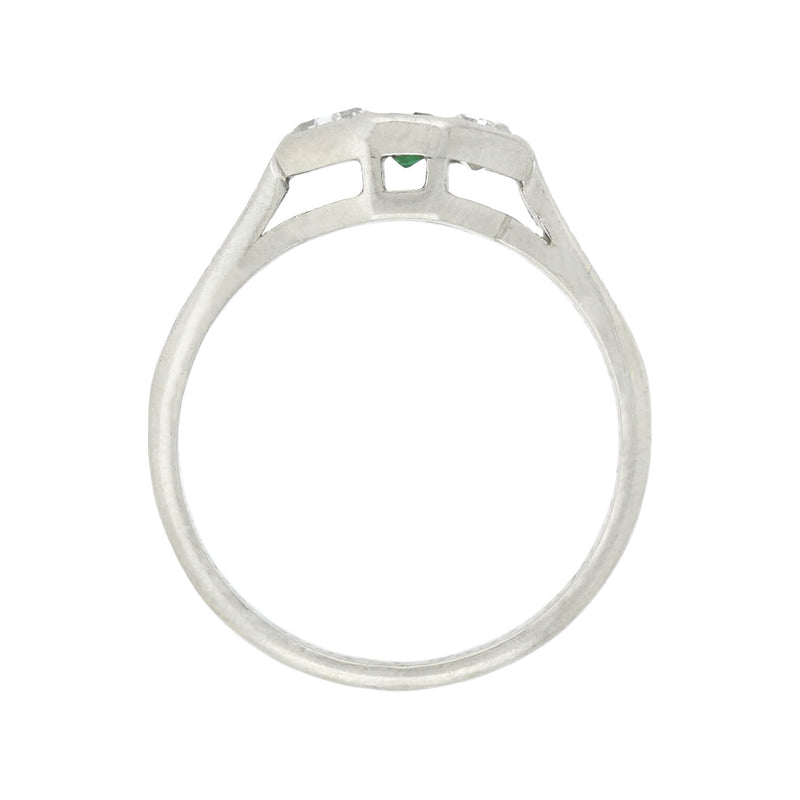 Edwardian Platinum Diamond + Emerald Ring