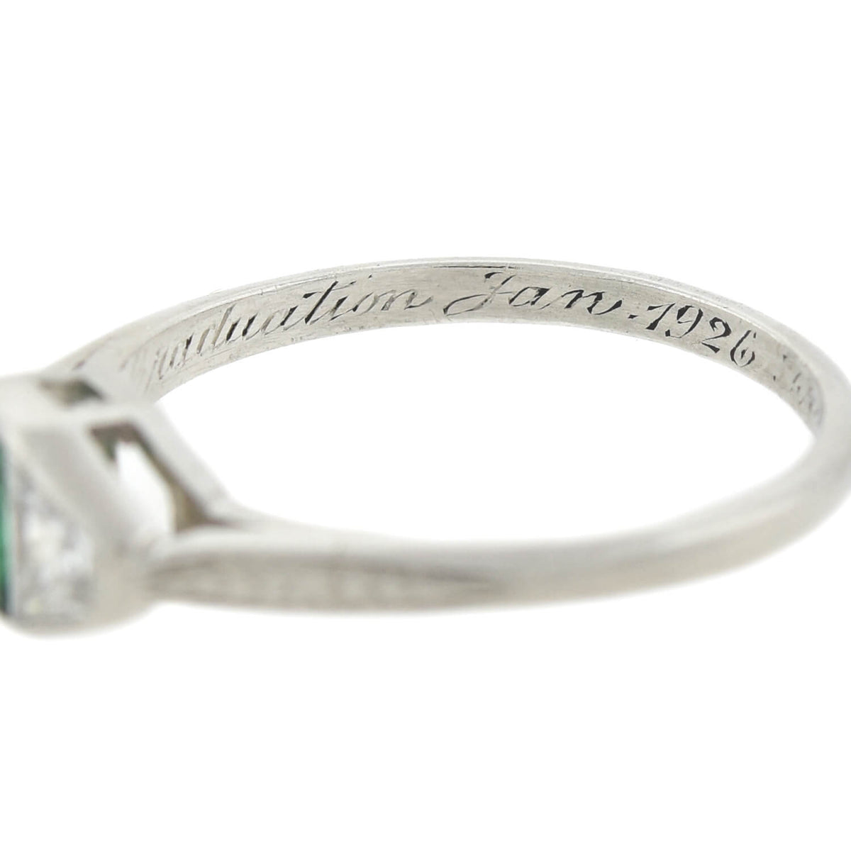 Edwardian Platinum Diamond + Emerald Ring