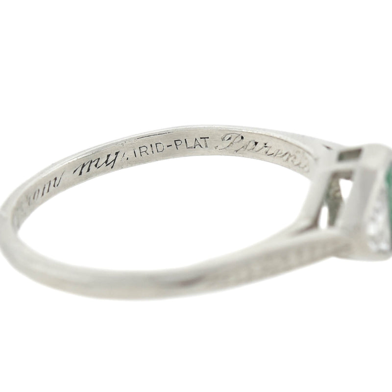 Edwardian Platinum Diamond + Emerald Ring