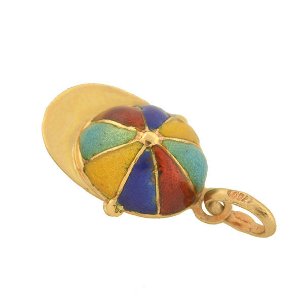 Retro 18kt Rainbow Enamel Boy's Hat Charm