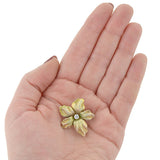 Edwardian 14kt Enamel & Diamond Flower Pin