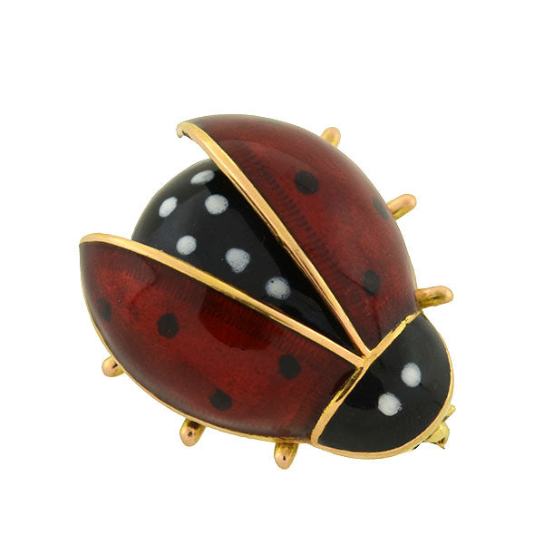 Vintage 14kt Enamel Ladybug Pin