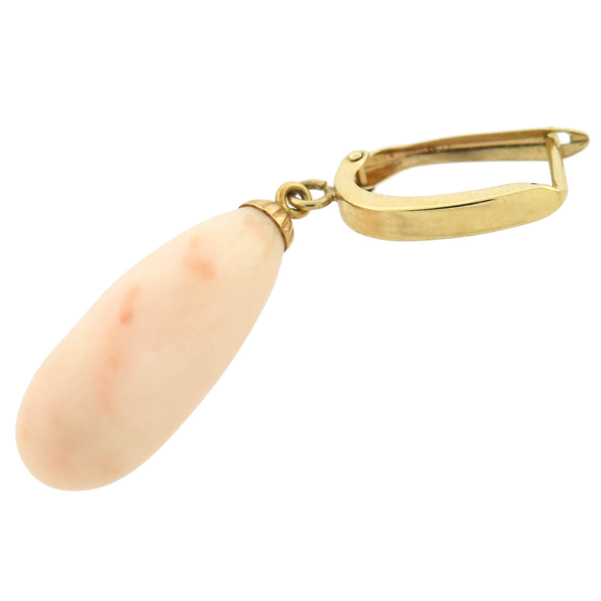 Estate 14kt Angel Skin Coral Teardrop Dangle Earrings