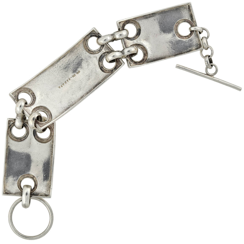 Estate Sterling Silver Hinged Panel Link Bracelet