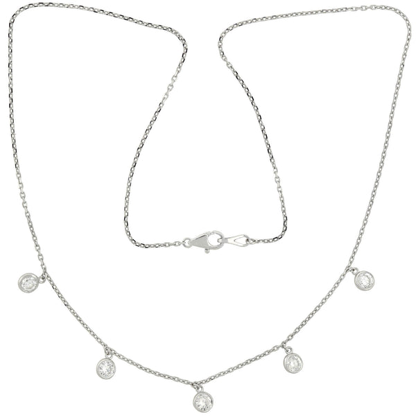 Estate 14kt 5-Stone Bezel Set Diamond Necklace 1.00ctw