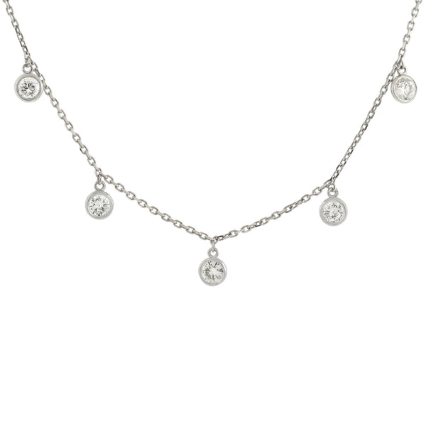 Estate 14kt 5-Stone Bezel Set Diamond Necklace 1.00ctw