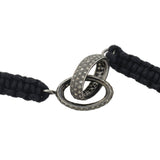 Estate Sterling Diamond Interlocking Link + Macramé Cord Bracelet