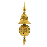 Victorian 15kt Etruscan Ball & Bell Hanging Earrings