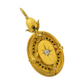 Victorian 15kt & Diamond Etruscan Starburst Earrings