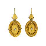 Victorian 15kt & Diamond Etruscan Starburst Earrings