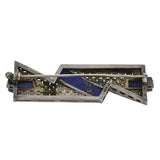 THEODOR FAHRNER Art Deco Sterling Lapis Marcasite Pin