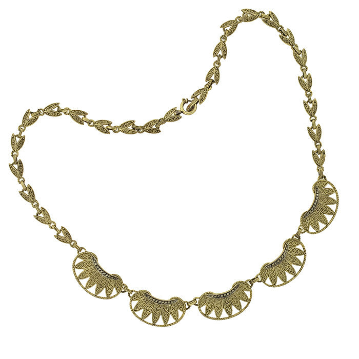 FAHRNER Vintage Sterling Gilt & Marcasite Necklace