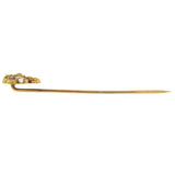 F.H. CUTLER & CO. Art Nouveau 14kt Diamond, Pearl + Enamel Lady Stick Pin