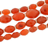Art Deco Faceted Carnelian & Rock Quartz Crystal Necklace 46"