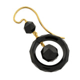 Victorian 14kt Faceted Onyx Ball + Ring Earrings
