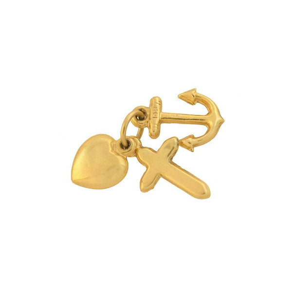 Late Art Deco 14kt "Faith, Hope & Charity" Charm Pendant