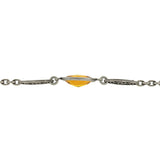 Art Nouveau Long Sterling & "Citrine" Glass Filigree Muff Chain 36"