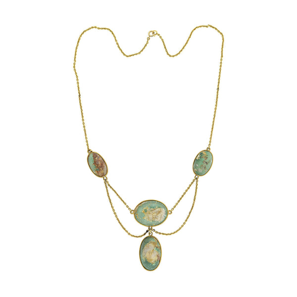 Late Victorian 14kt Turquoise Festoon Necklace