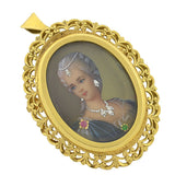 Victorian 18kt Painted Portrait Gemstone Pin/Pendant