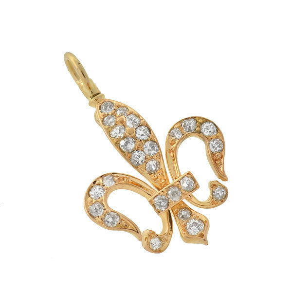 Victorian 14kt Gold Diamond Fleur-de-Lys Pendant