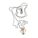 Victorian 14kt/Sterling + Diamond Fleur-de-Lys Pendant Necklace