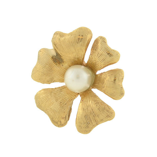 Estate 14kt Pearl Flower Stud Earrings