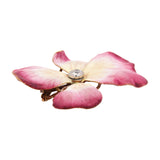 Victorian French 18kt Pink Enamel & Diamond Flower Pin