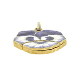 Art Nouveau .800 Silver Gilt + Enamel Pansy Slider with Mirror Pendant