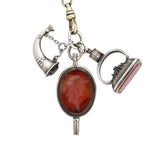 Victorian Sterling/Gold Filled Chain with Bloodstone + Carnelian Fob Pendants Necklace