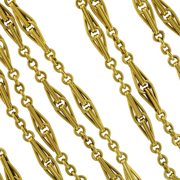 Late Victorian French 18kt Yellow Gold Link Chain Necklace 52"
