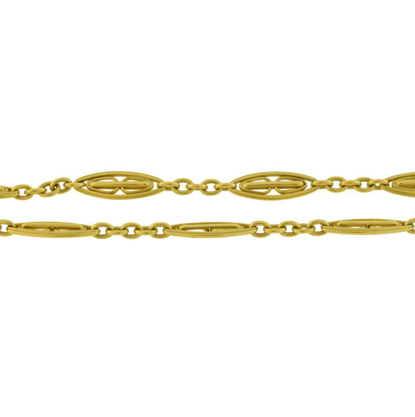 Victorian Long French 18kt Gold Link 60" Chain Necklace 42 Grams