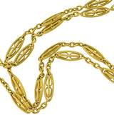 Victorian Long French 18kt Gold Link 60" Chain Necklace 42 Grams
