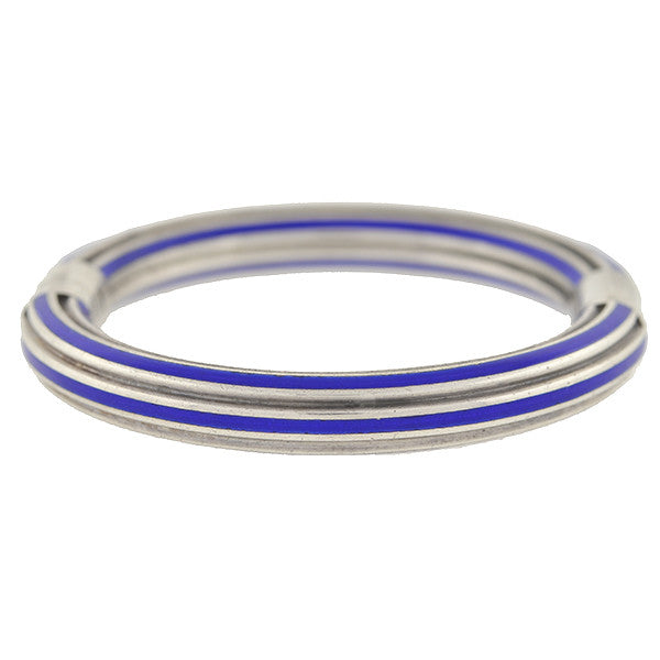 GUCCI Vintage Sterling & Blue Enamel Hinged Bangle Bracelet