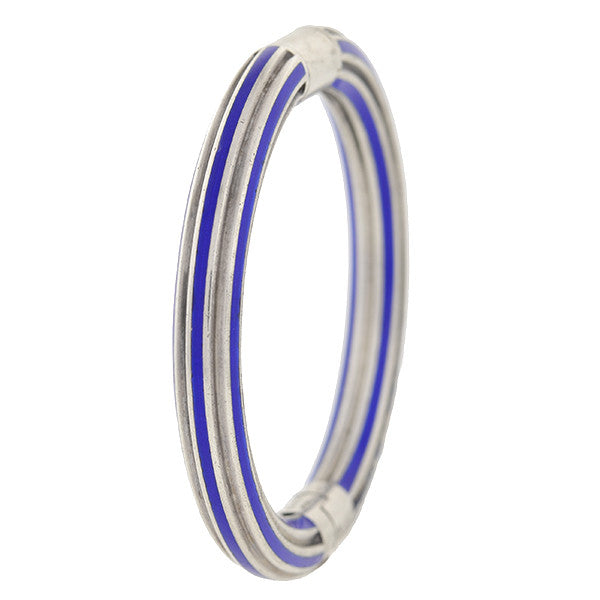 GUCCI Vintage Sterling & Blue Enamel Hinged Bangle Bracelet