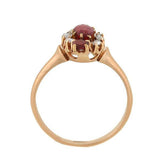 Victorian 14kt Ruby, Garnet & Diamond Navette Ring