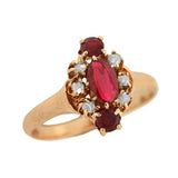 Victorian 14kt Ruby, Garnet & Diamond Navette Ring