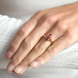 Victorian 14kt Ruby, Garnet & Diamond Navette Ring
